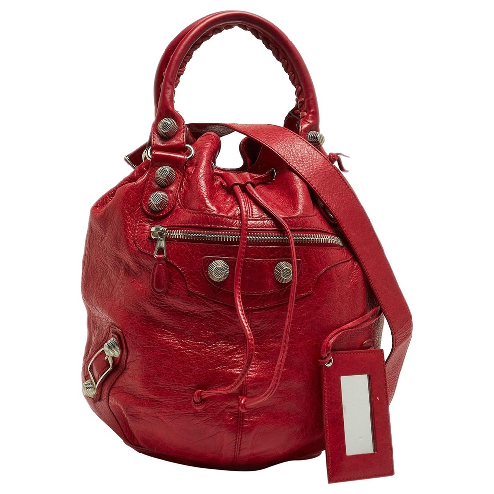 Balenciaga Ruby Lambskin Giant 21 Silver Pompon Bag